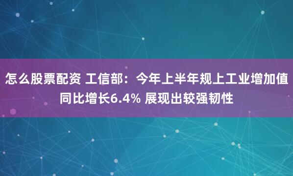 怎么股票配资 工信部：今年上半年规上工业增加值同比增长6.4% 展现出较强韧性