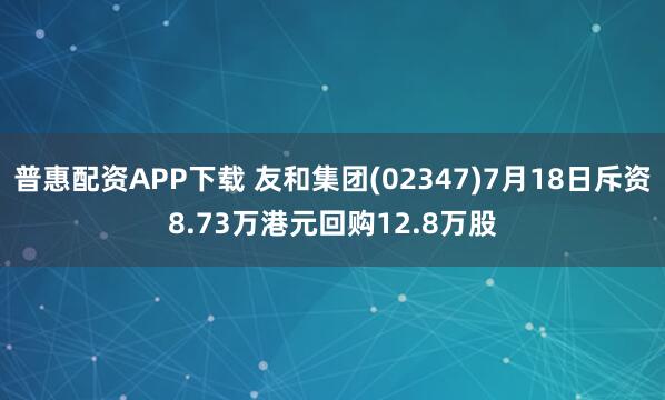 普惠配资APP下载 友和集团(02347)7月18日斥资8.73万港元回购12.8万股